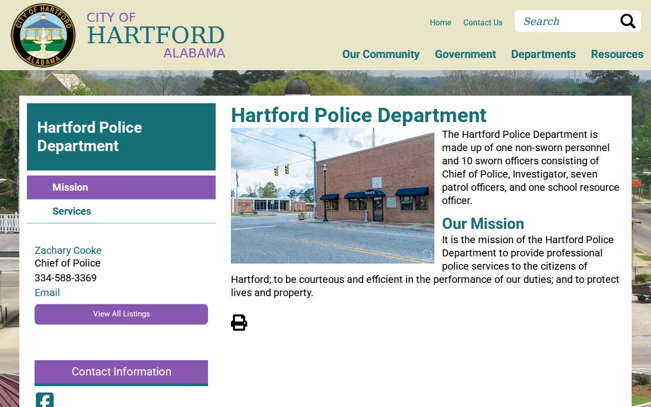 Geneva County Hartford criminal history police department building