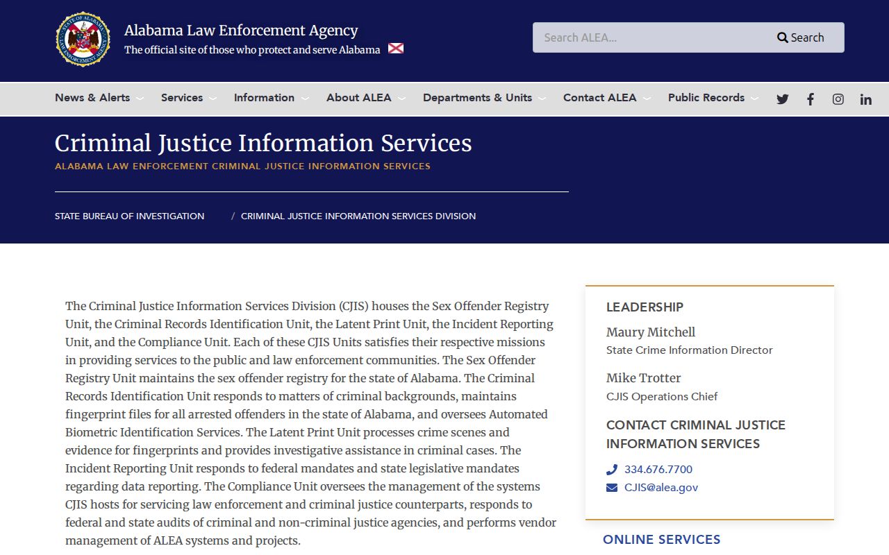Geneva County criminal record flow through ALEA CJIS repository units